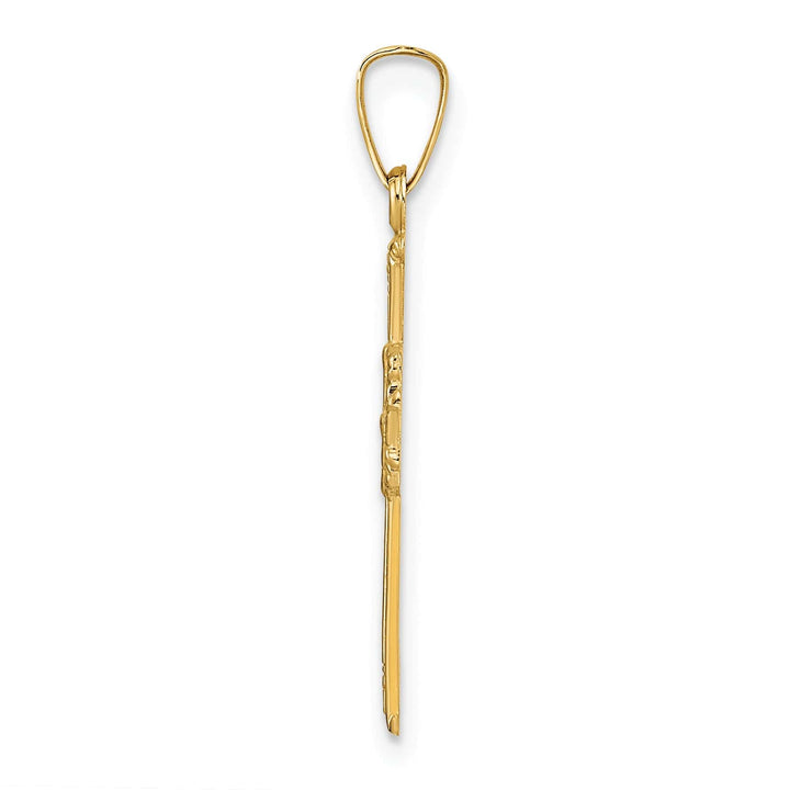 14k Yellow Gold Polished Cut-Out Design Dove Cross Pendant