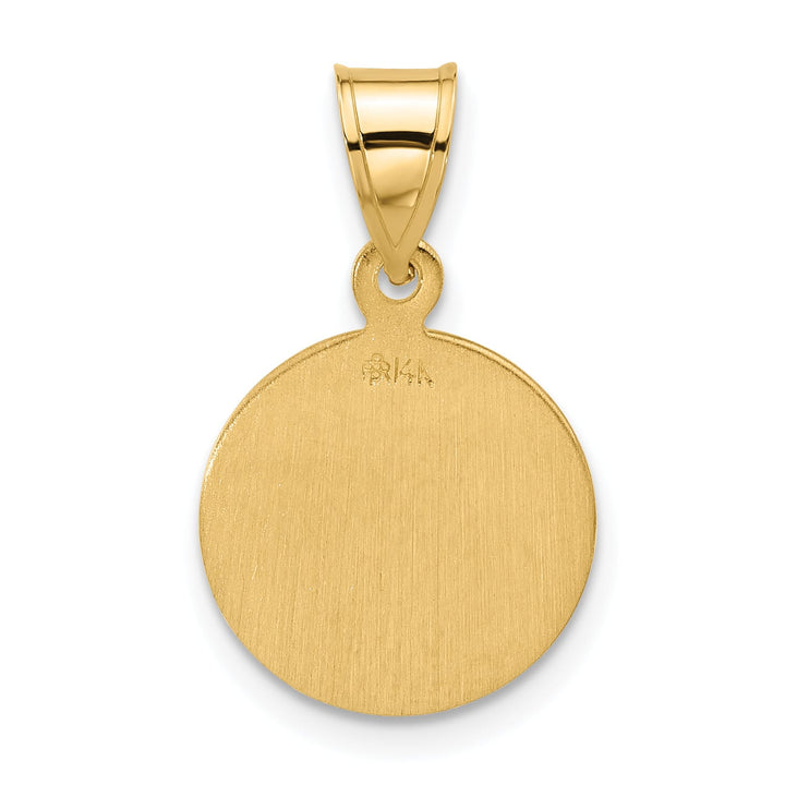 14K Yellow Gold Polished Satin Miraculous Medal Plain Back Pendant