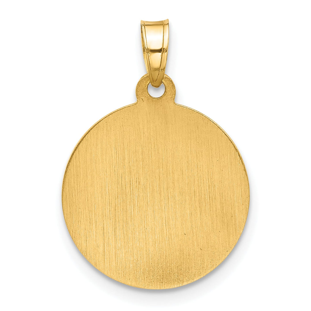 14K Yellow Gold Polished Satin Miraculous Medal Plain Back Pendant