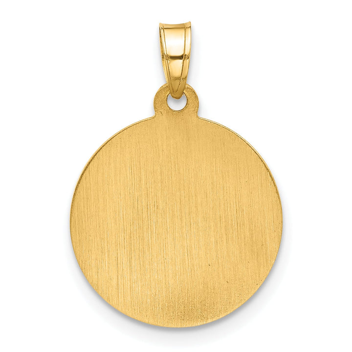 14K Yellow Gold Polished Satin Miraculous Medal Plain Back Pendant