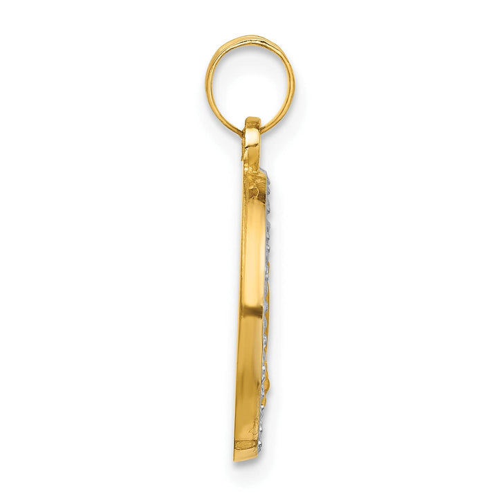 14K Yellow Gold Polished Satin Miraculous Medal Plain Back Pendant