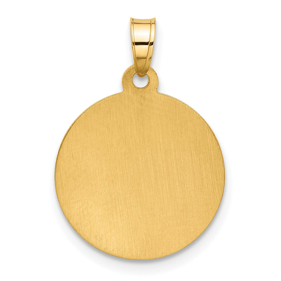 14K Yellow Gold Polished Satin Miraculous Medal Plain Back Pendant