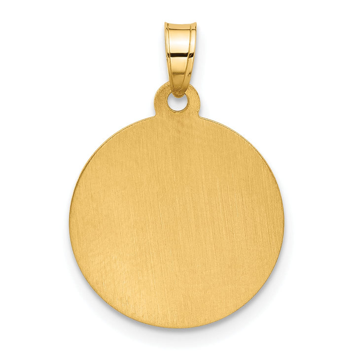 14K Yellow Gold Polished Satin Miraculous Medal Plain Back Pendant