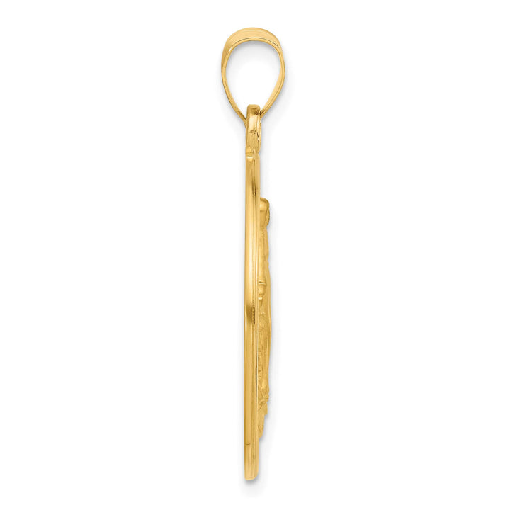 14K Yellow Gold Miraculous Medal Plain Back Round Pendant