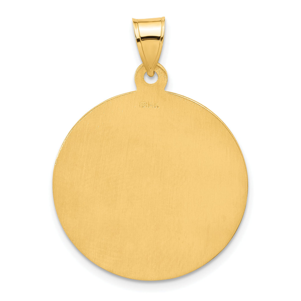 14K Yellow Gold Miraculous Medal Plain Back Round Pendant