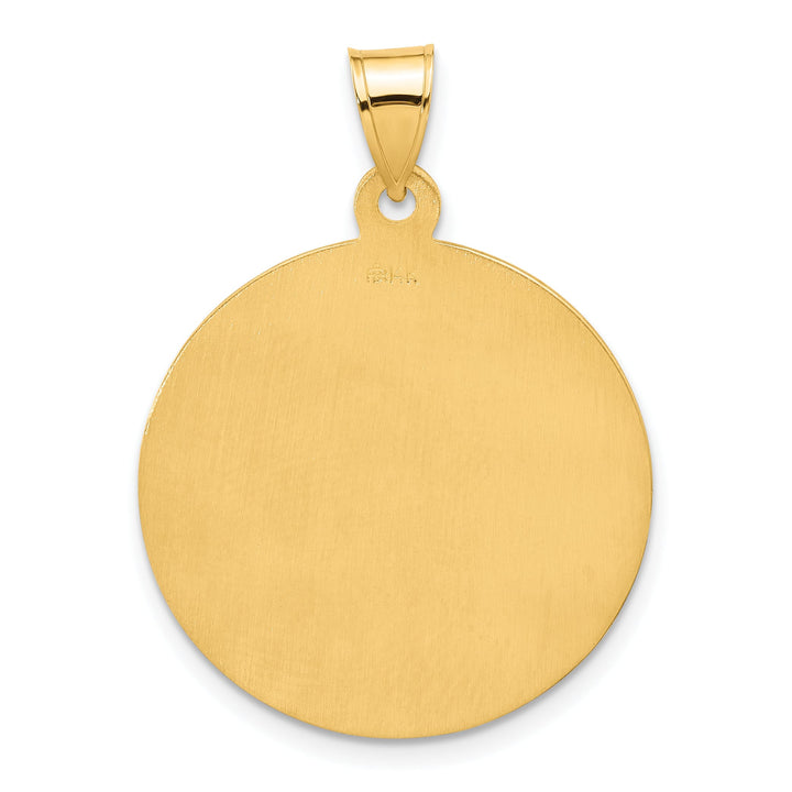14K Yellow Gold Miraculous Medal Plain Back Round Pendant