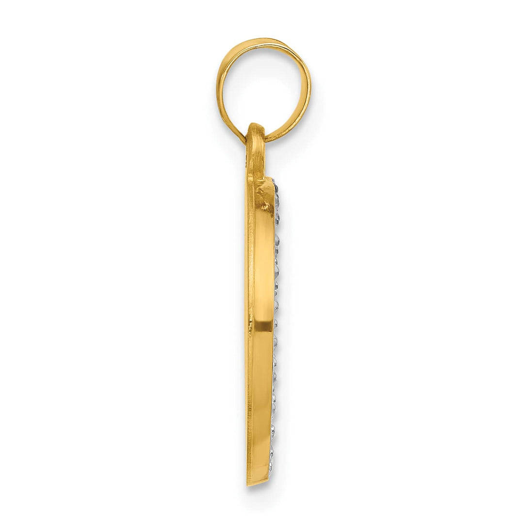 14K Yellow Gold Polished Satin Hollow Our Guardian Angel Medal Pendant