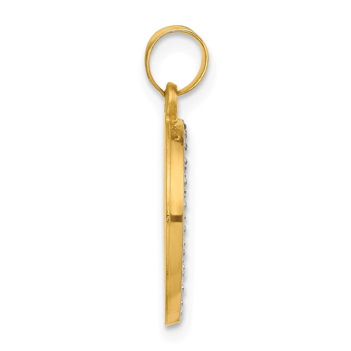 14K Yellow Gold Polished Satin Hollow Our Guardian Angel Medal Pendant