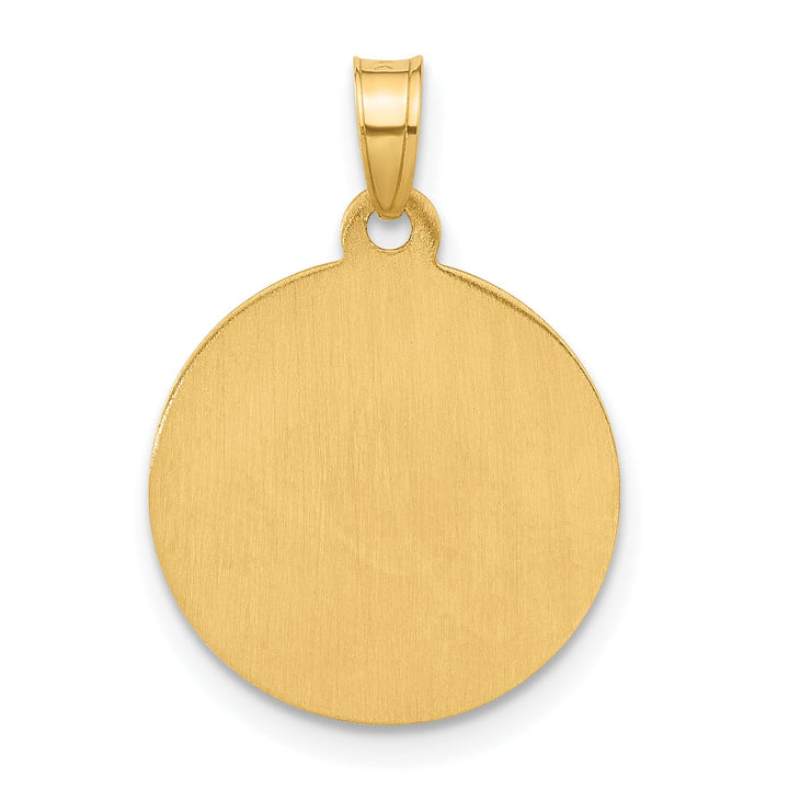 14K Yellow Gold Polished Satin Hollow Our Guardian Angel Medal Pendant
