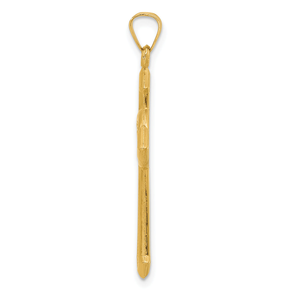 14K Two-Tone Gold Textured Hollow Budded St Benedict Cross Pendant