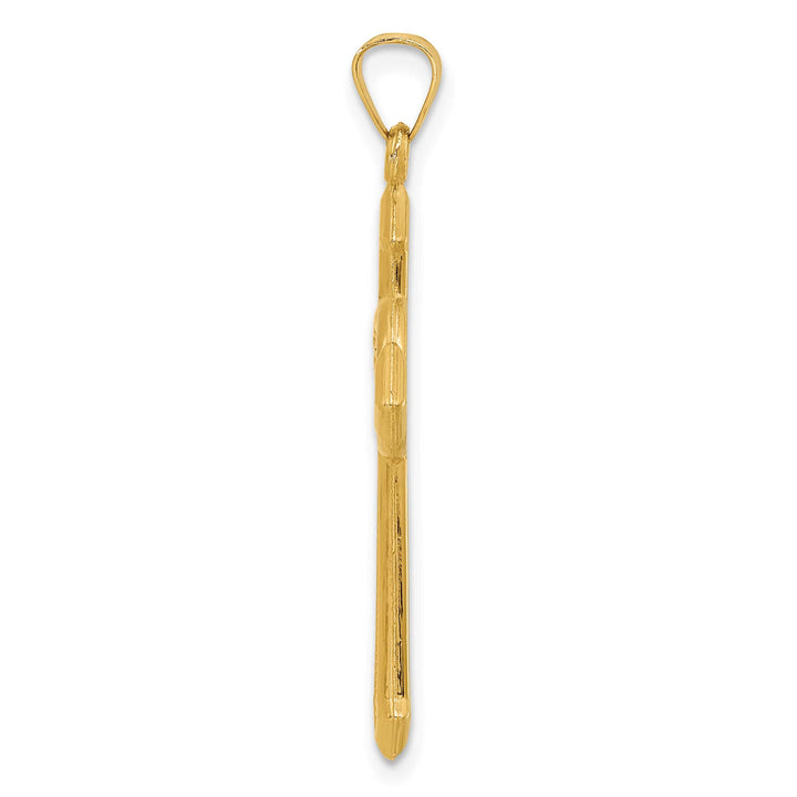 14K Two-Tone Gold Textured Hollow Budded St Benedict Cross Pendant