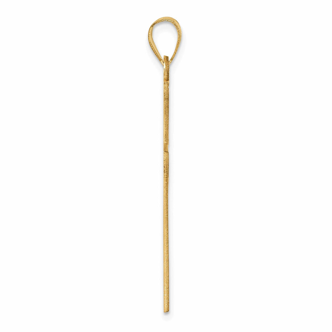 14k Yellow Gold Florentine Satin Contempory Cross Pendant