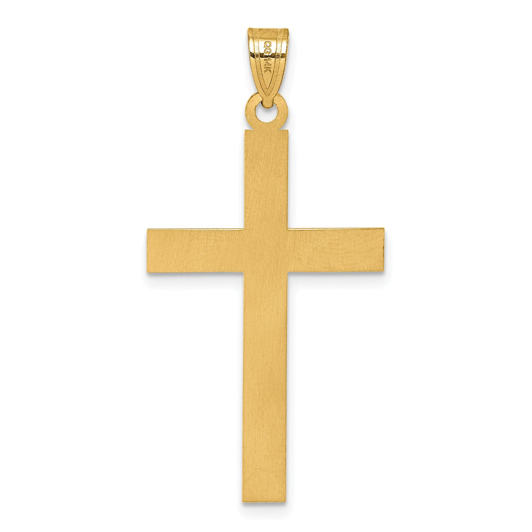 14k Yellow Gold Florentine Satin Contempory Cross Pendant
