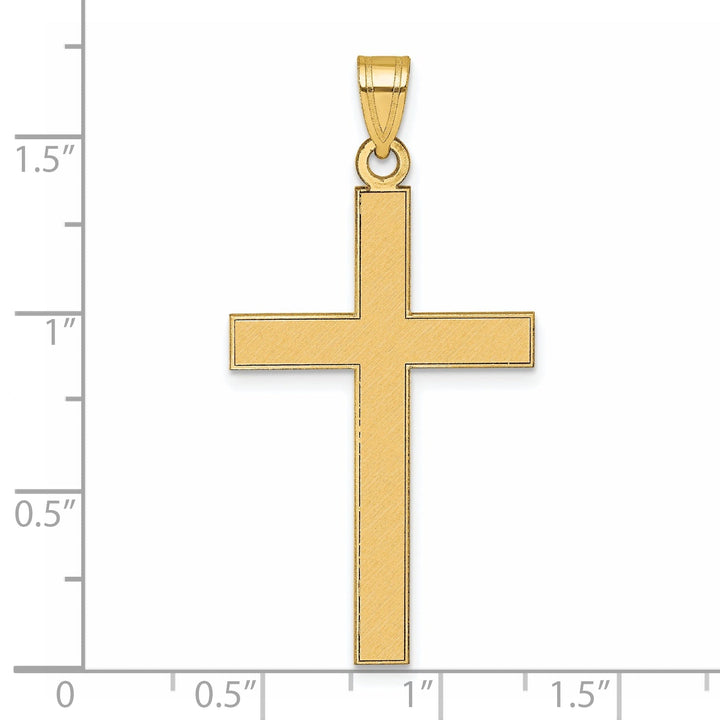 14k Yellow Gold Florentine Satin Contempory Cross Pendant