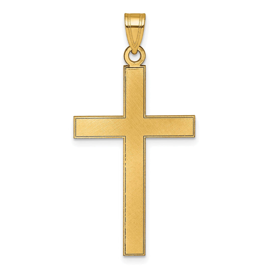 14k Yellow Gold Florentine Satin Contempory Cross Pendant