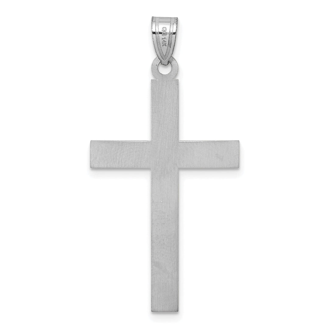 14k White Gold Florentine Satin Contempory Cross Pendant
