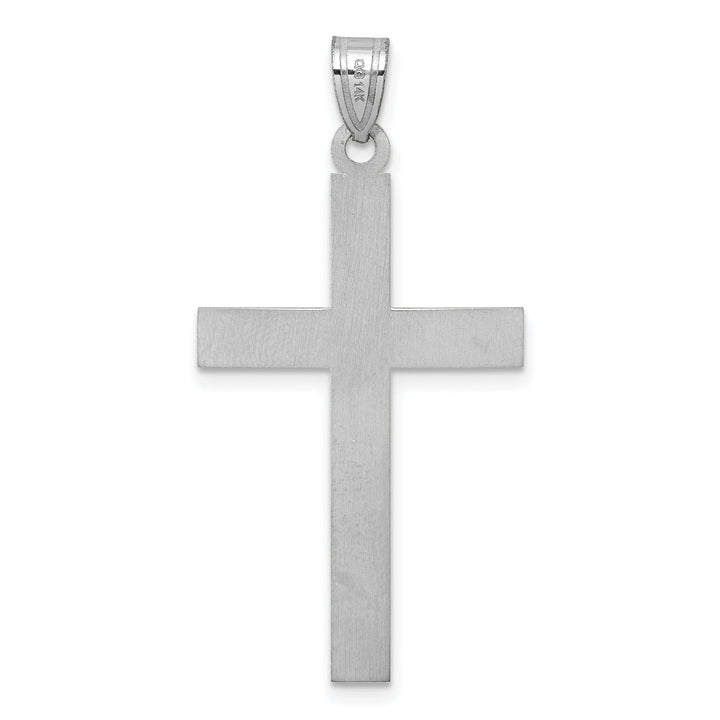 14k White Gold Florentine Satin Contempory Cross Pendant