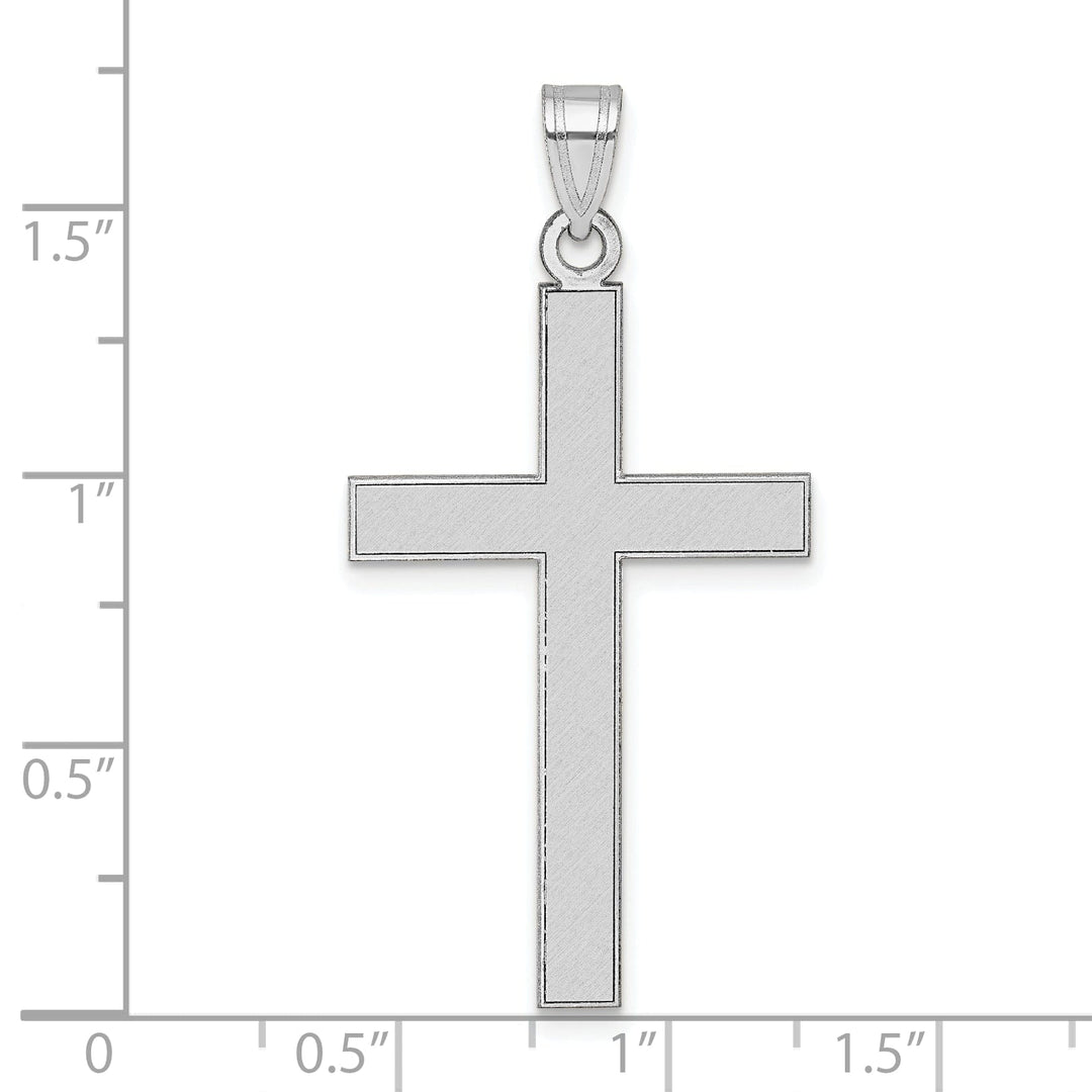14k White Gold Florentine Satin Contempory Cross Pendant