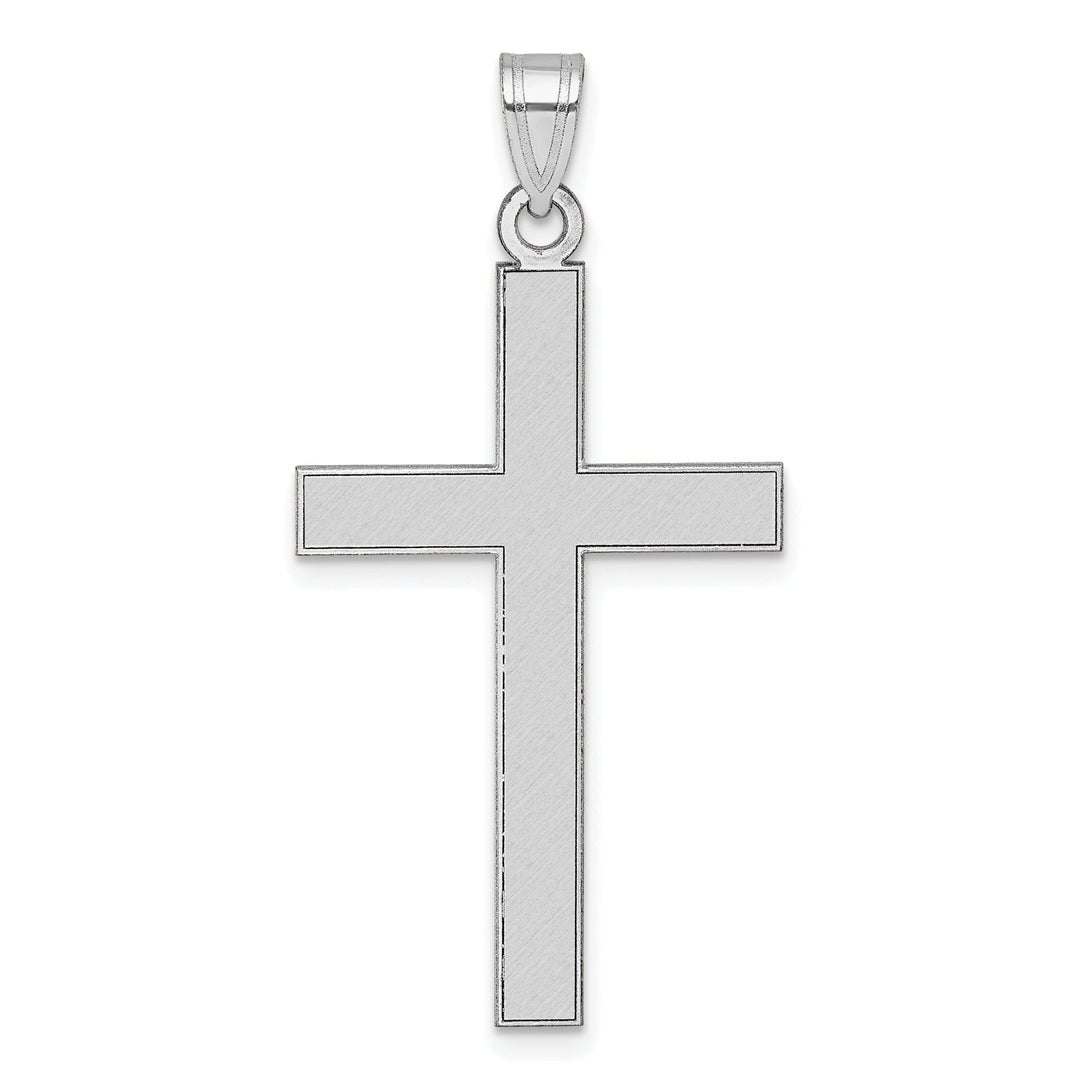 14k White Gold Florentine Satin Contempory Cross Pendant
