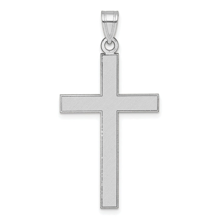 14k White Gold Florentine Satin Contempory Cross Pendant