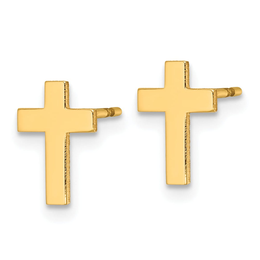 14K Yellow Gold Polished Cross Post Earrings