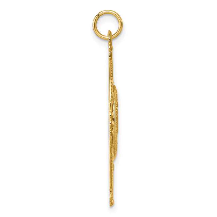 14K Yellow Gold Miraculous Medal and Four-way Cross in Filigree Oval