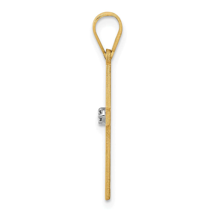14k Yellow Gold Polished Minimalist .01 CT Diamond Cross Pendant