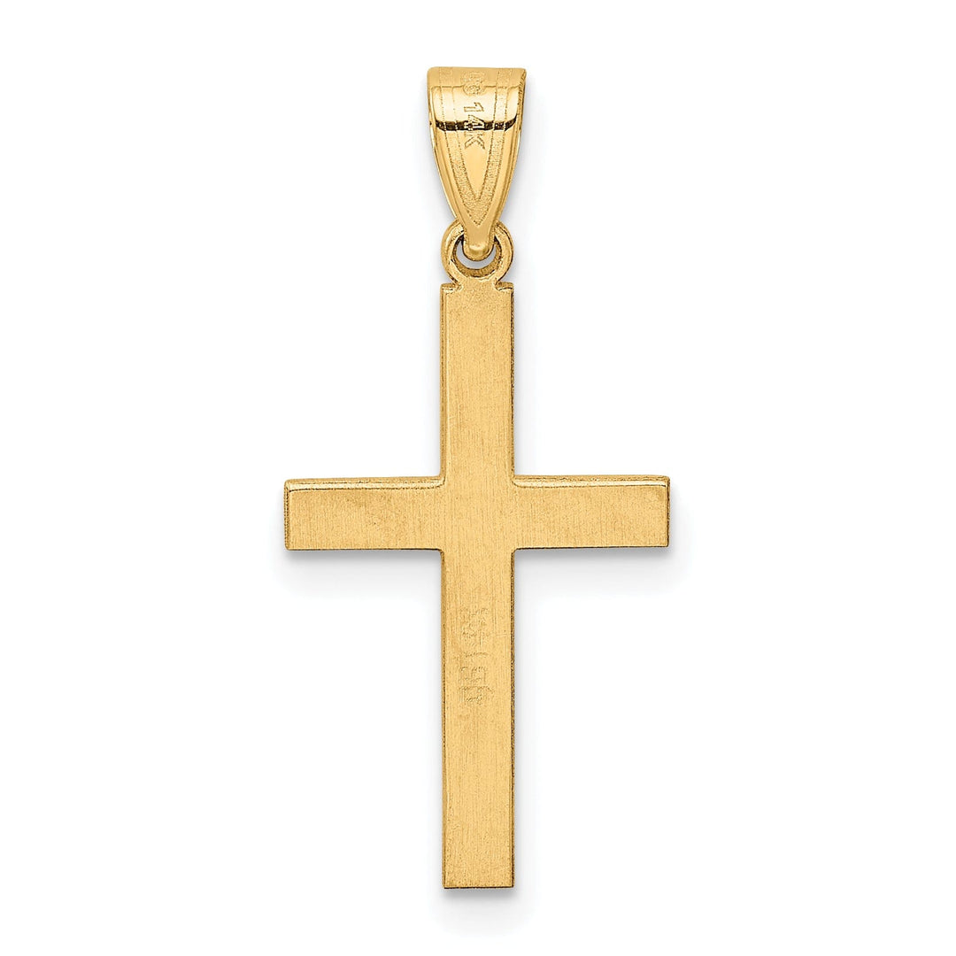 14k Yellow Gold Polished Minimalist .01 CT Diamond Cross Pendant