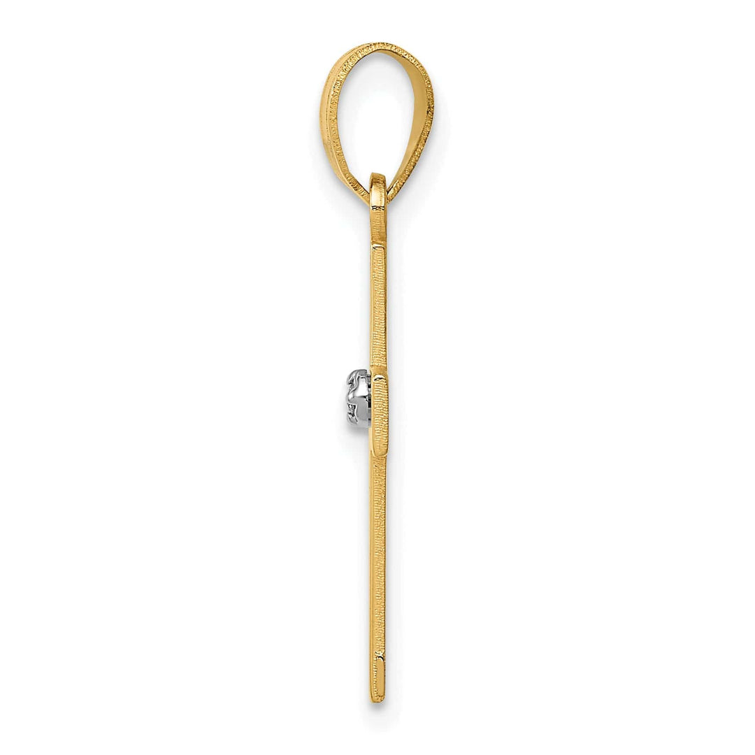 14k Yellow Gold Minimalist .01 CT Diamond Cross Pendant