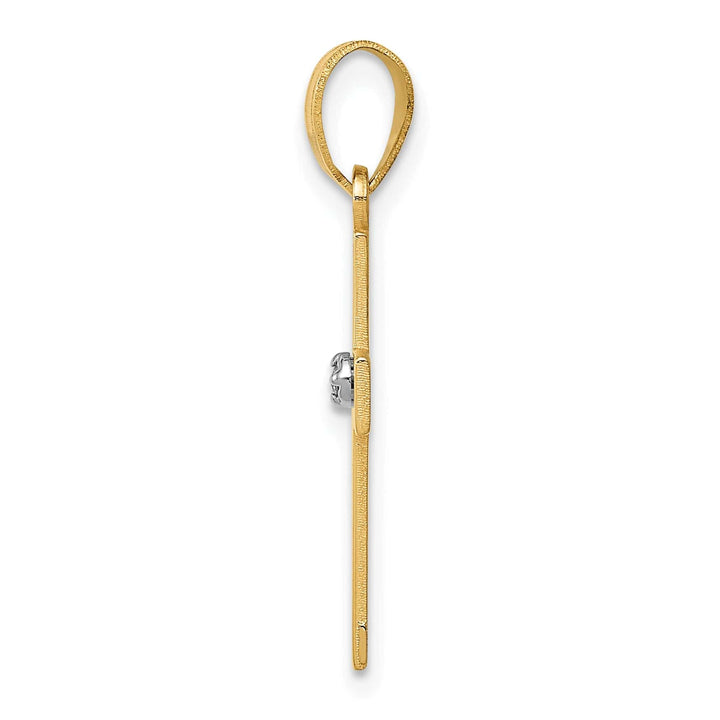 14k Yellow Gold Minimalist .01 CT Diamond Cross Pendant