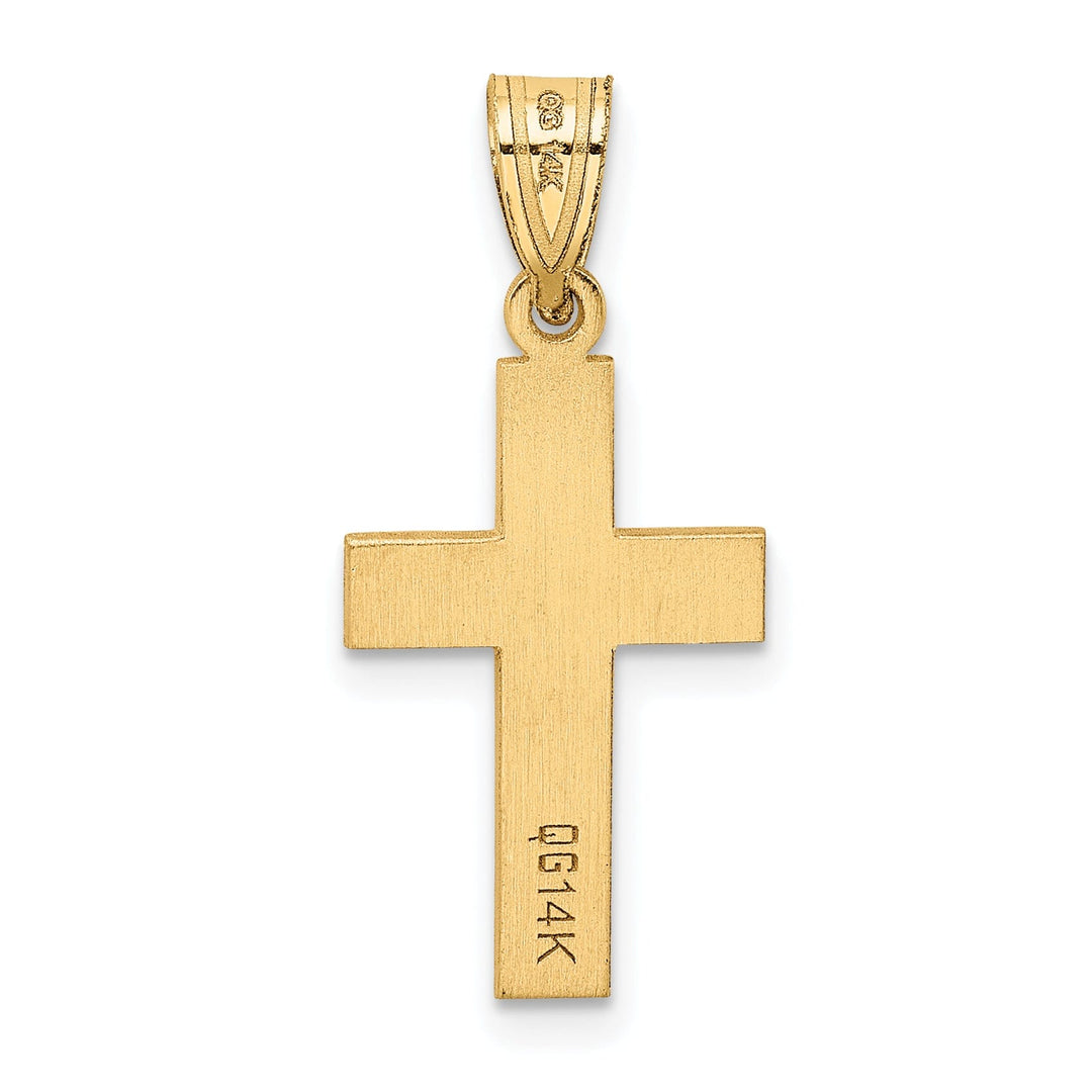 14k Yellow Gold Minimalist .01 CT Diamond Cross Pendant