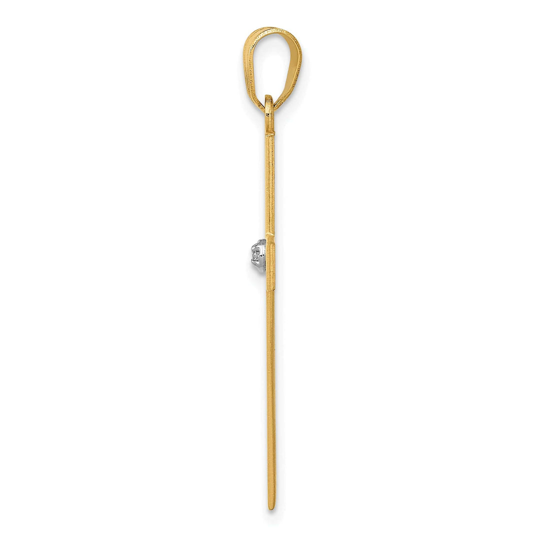14k Yellow Gold Polished .02 CT Diamond Cross Pendant