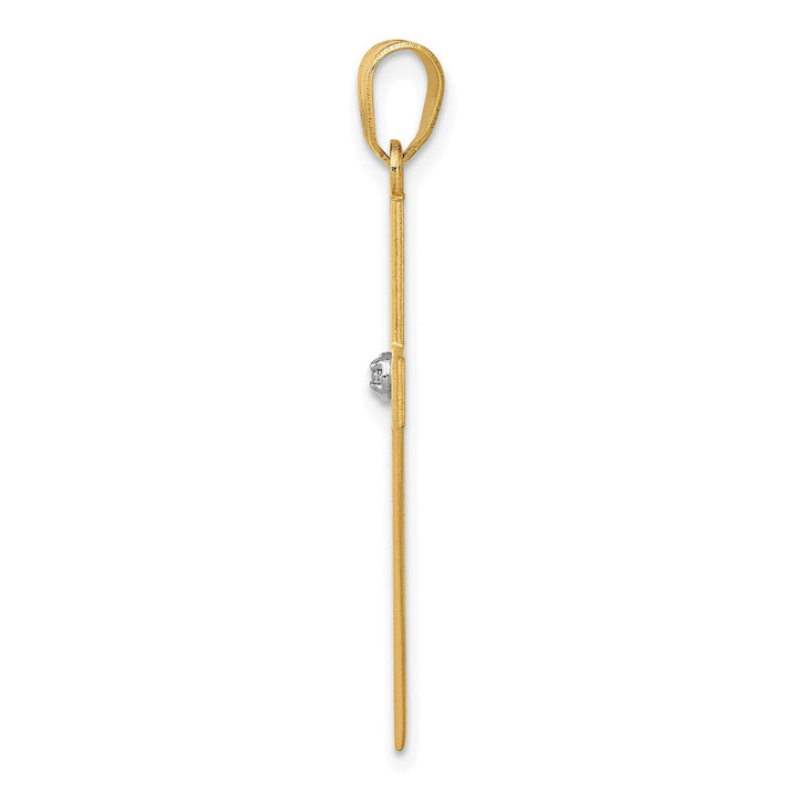 14k Yellow Gold Polished .02 CT Diamond Cross Pendant
