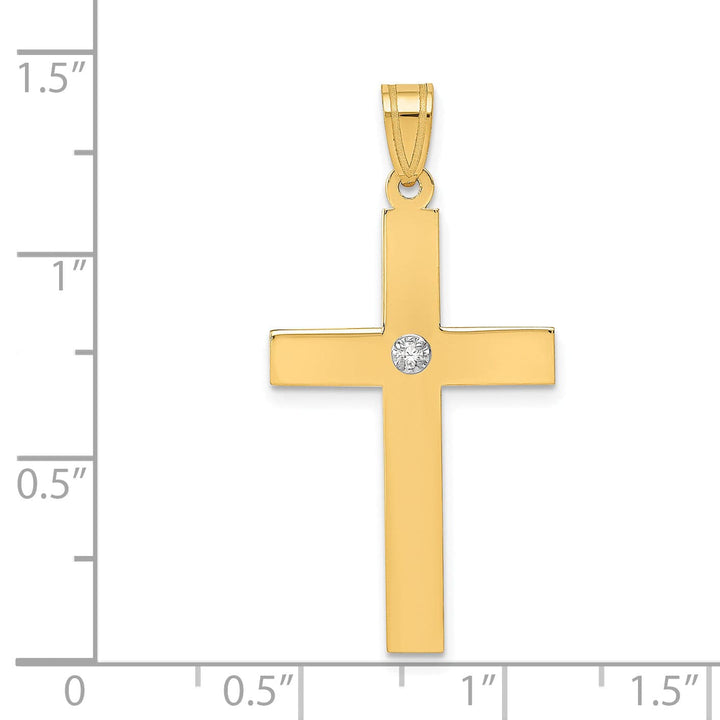 14k Yellow Gold Polished .02 CT Diamond Cross Pendant