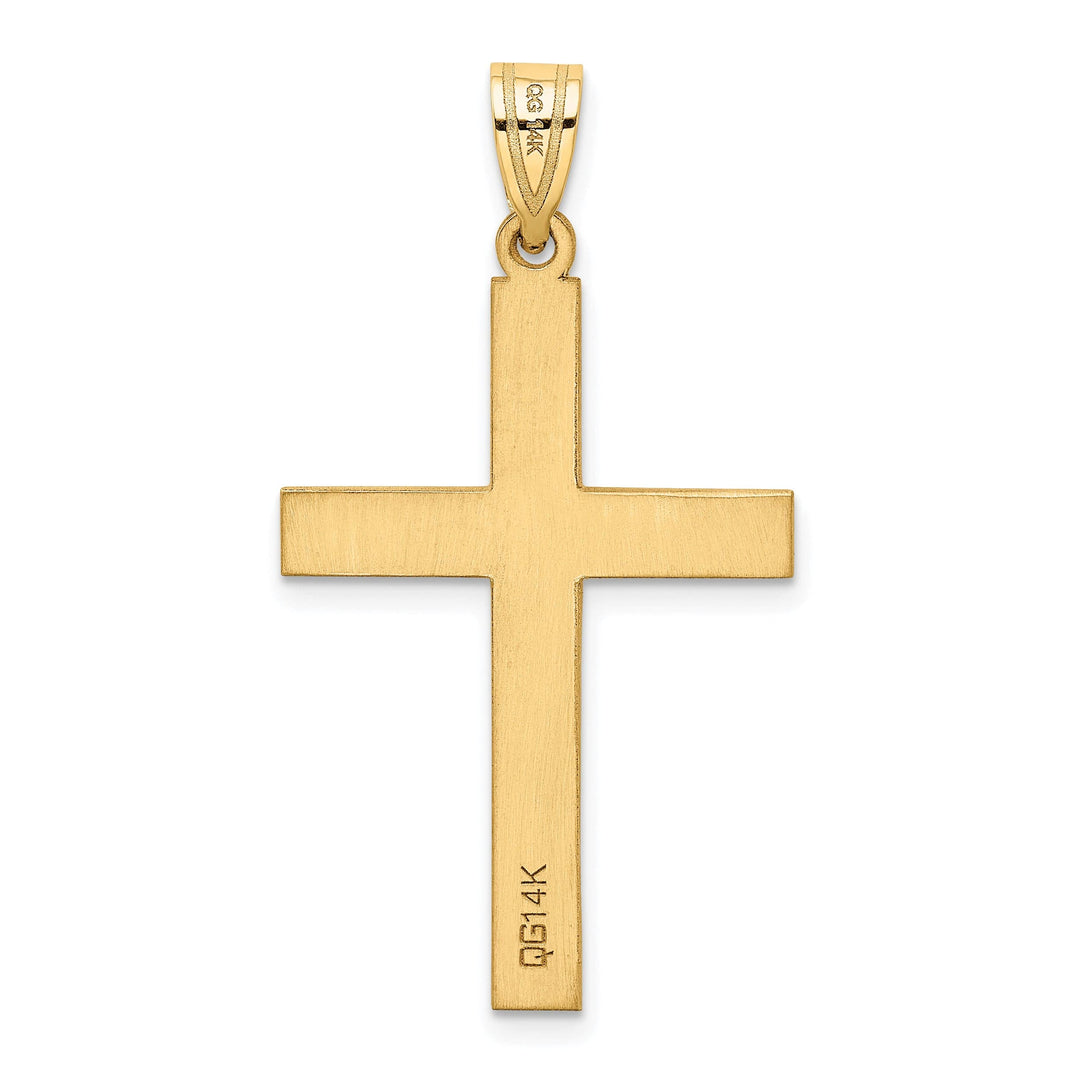 14k Yellow Gold Polished .02 CT Diamond Cross Pendant