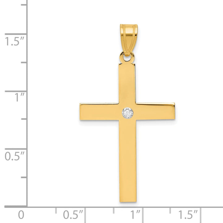 14k Yellow Gold Polished .02 CT Diamond Cross Pendant
