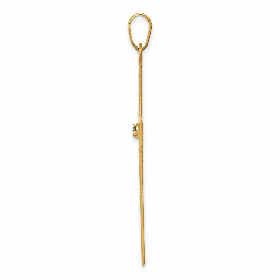 14k Yellow Gold Polished .03 CT Diamond Cross Pendant