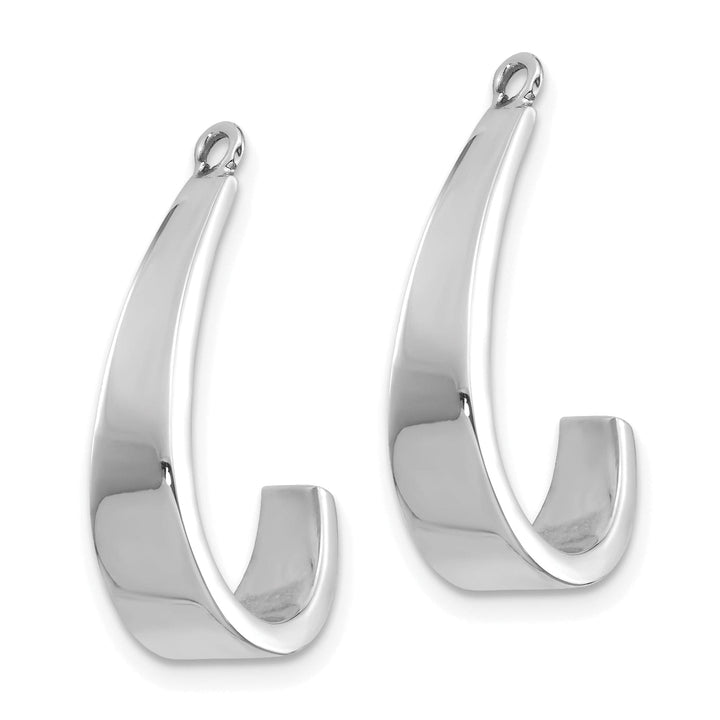 14k White Gold Polished Finish J-Hoop Earring Jackets