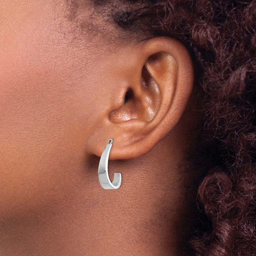 14k White Gold Polished Finish J-Hoop Earring Jackets
