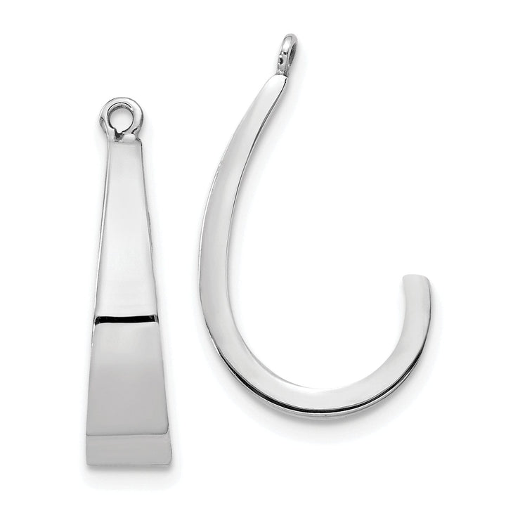 14k White Gold Polished Finish J-Hoop Earring Jackets