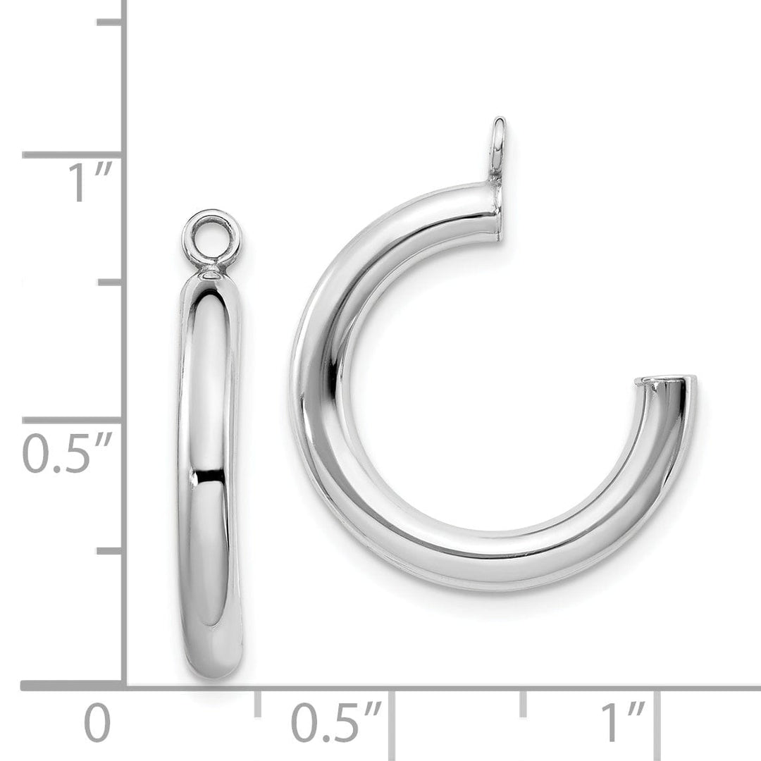14k White Gold Polished 3x24mm Tube Hoop Earring Jackets