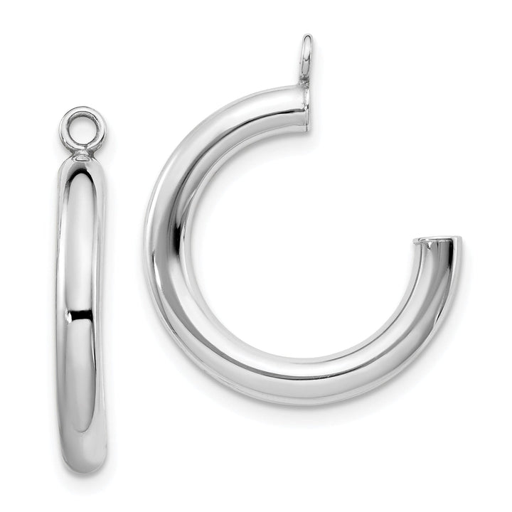 14k White Gold Polished 3x24mm Tube Hoop Earring Jackets