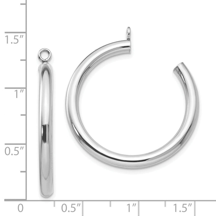 14k White Gold Polished 3x30mm Tube Hoop Earring Jackets