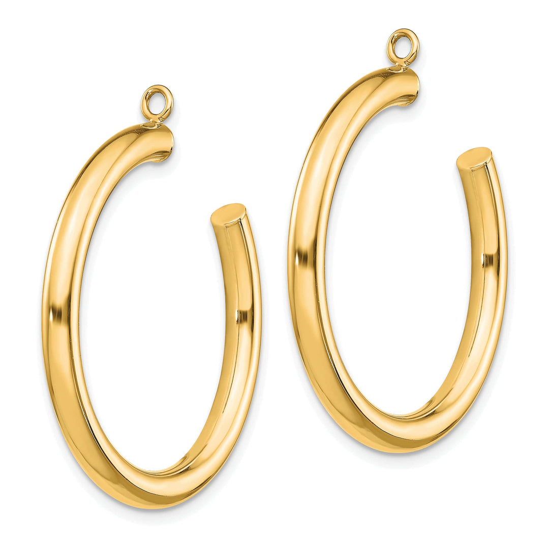 14k Yellow Gold Polished 3x30mm Tube Hoop Earring Jackets