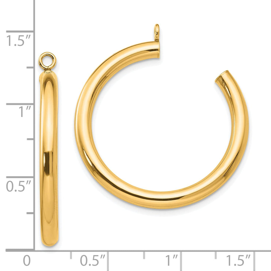 14k Yellow Gold Polished 3x30mm Tube Hoop Earring Jackets