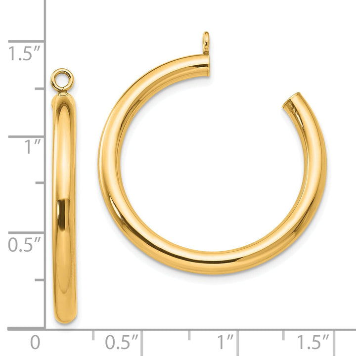 14k Yellow Gold Polished 3x30mm Tube Hoop Earring Jackets