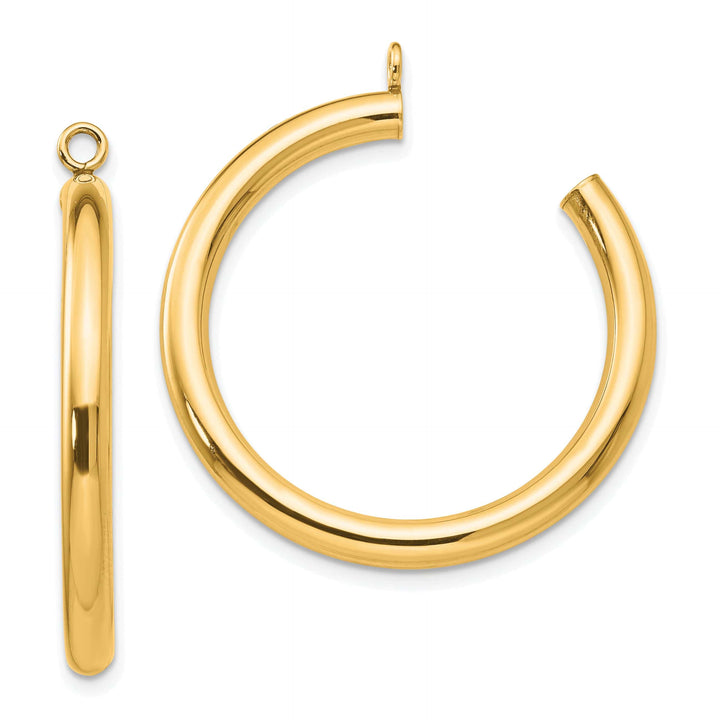 14k Yellow Gold Polished 3x30mm Tube Hoop Earring Jackets
