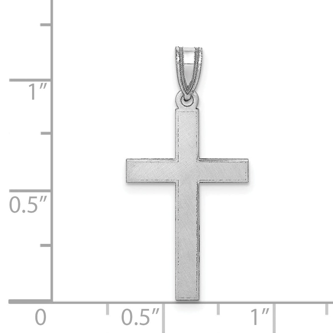 14k White Gold Florentine Satin Ornate Cross Pendant