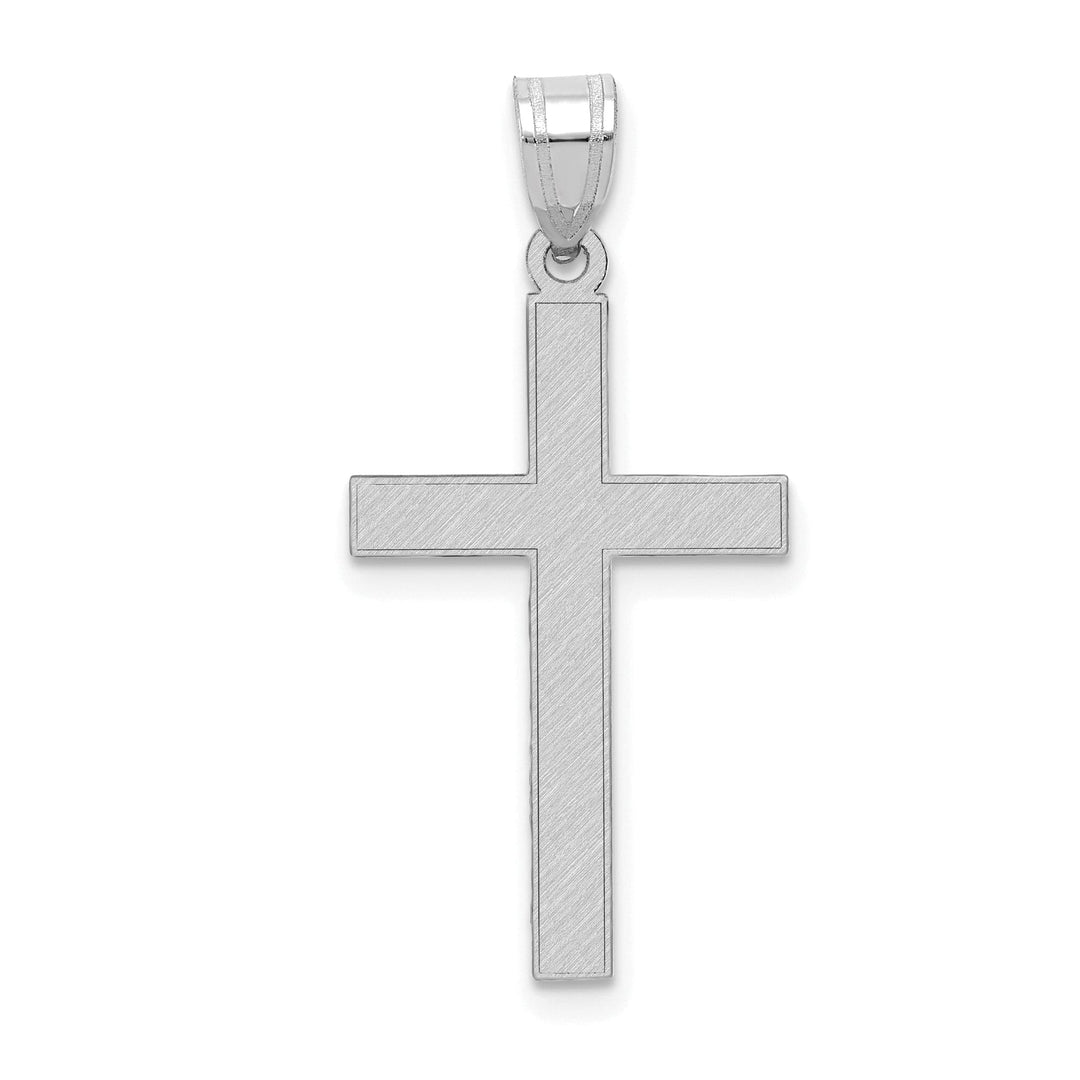14k White Gold Florentine Satin Ornate Cross Pendant