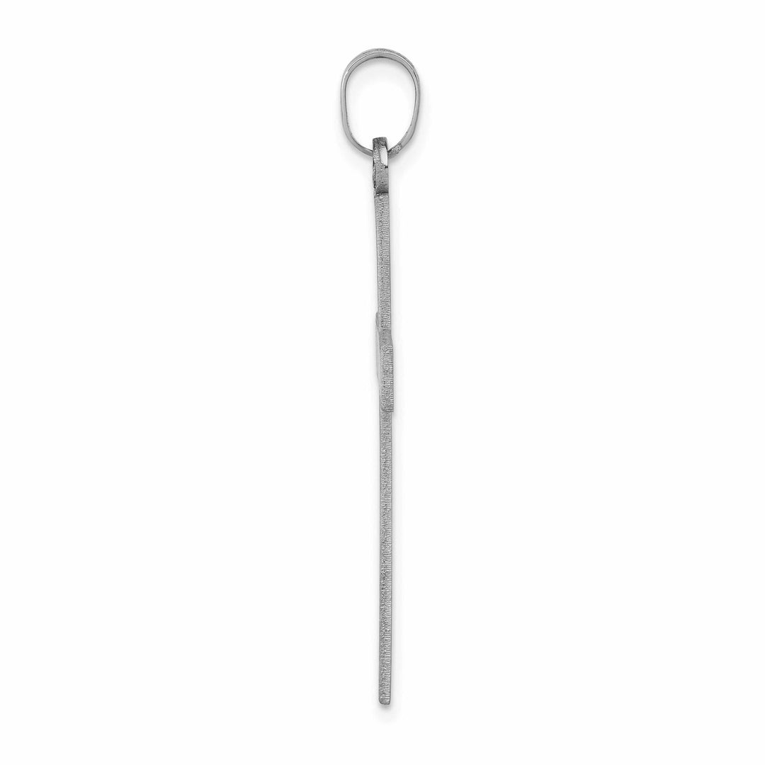 14k White Gold Florentine Satin Sleek Design Cross Pendant